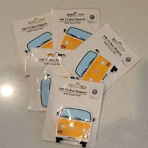 VW T2 Yellow Bus Volkswagen Van PVC Magnet Raised Details (Set Of 2)